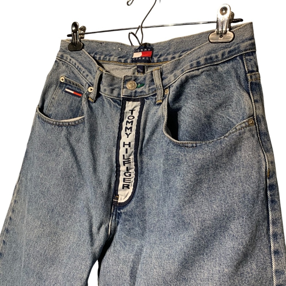 Vintage 90s Tommy Hilfiger Logo Fly Jeans Light Wash Denim 32x32 - Picture 3 of 13